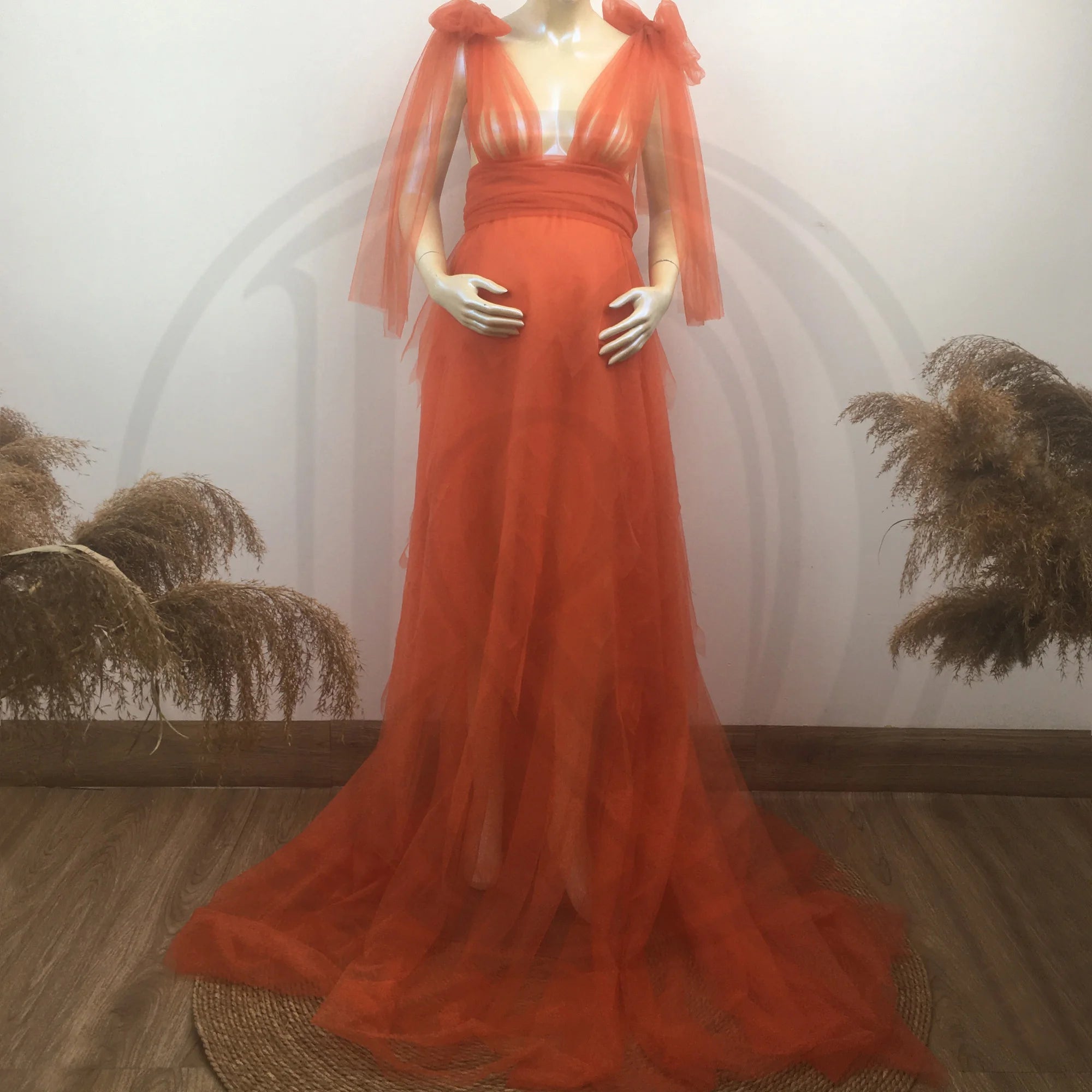 Boho Tulle Maternity Dress for Baby Showers ATHLEXES