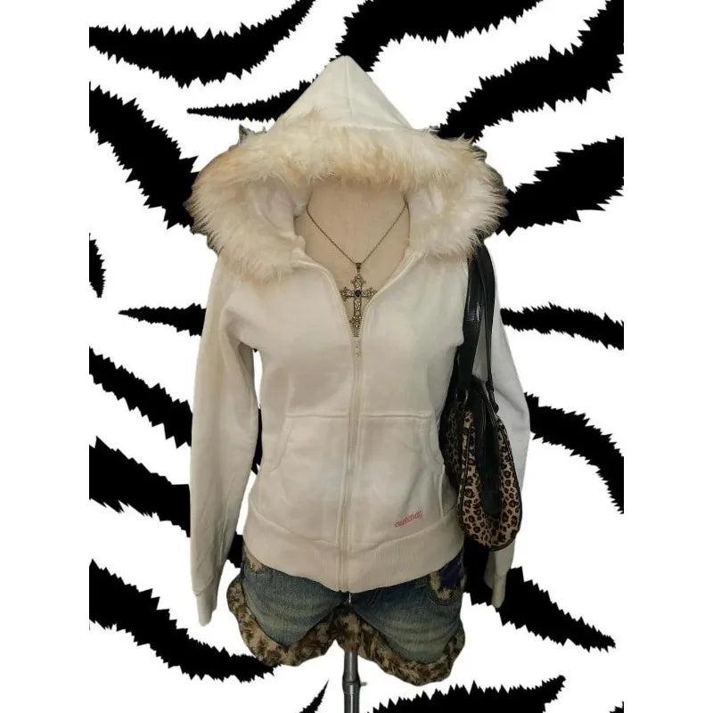 Urban Chic Zip Up Sweatshirts with Luxurious Fur Collar ATHLEXES