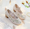 Veowalk Elegant Cotton Mary Jane Block Heels ATHLEXES