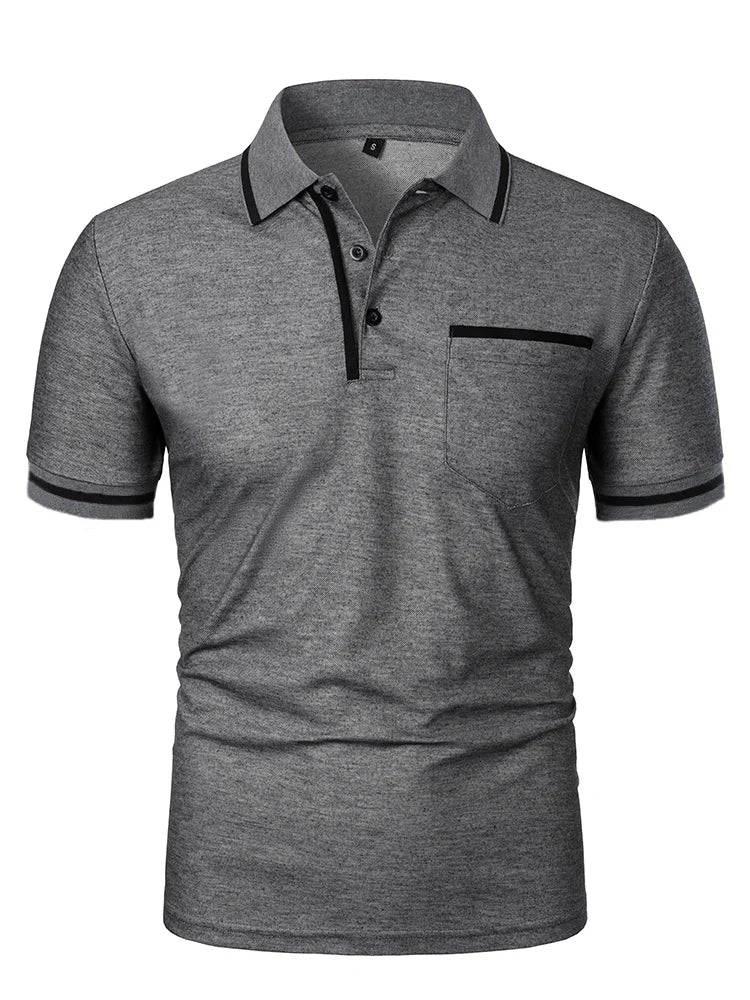 Luxe Lapel Solid Color Men's Short Sleeve Polo ATHLEXES