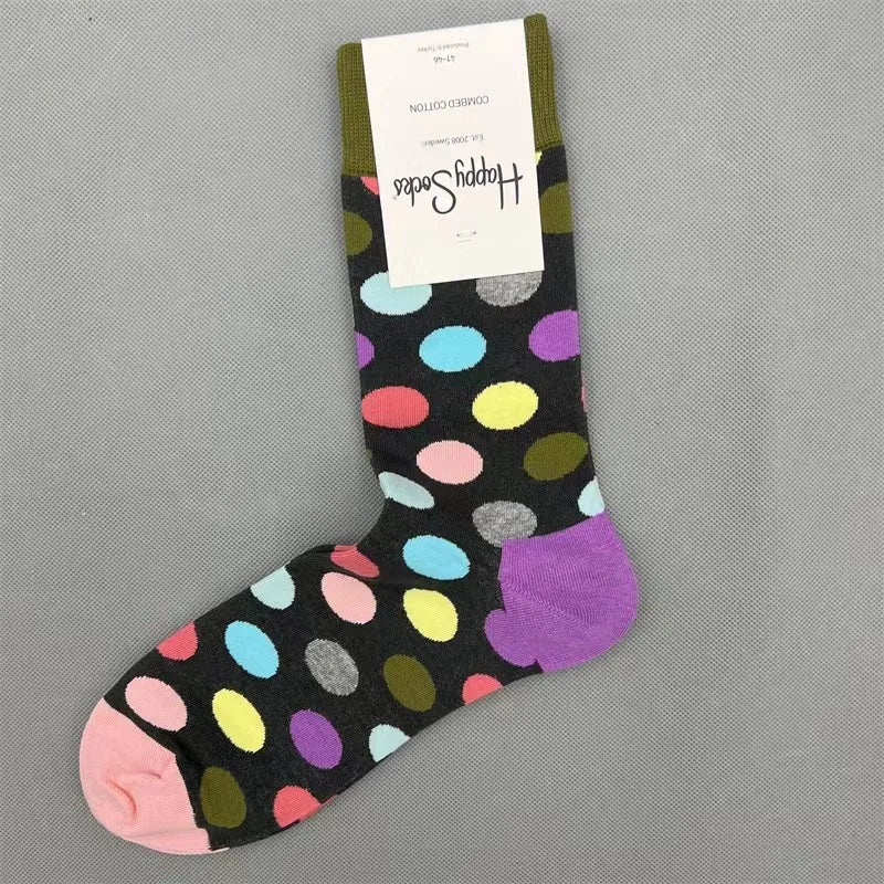 Happy Socks Men's Diamond Check Crew Socks for All Seasons ATHLEXES