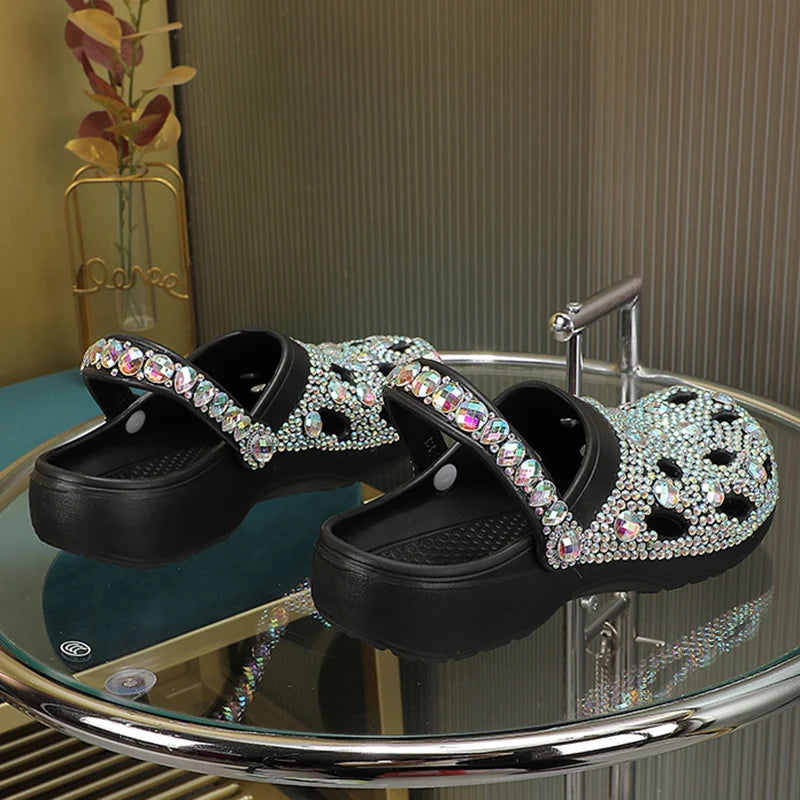 Luxury Rhinestone Beach Slides for Women - Summer EVA Comfort ATHLEXES