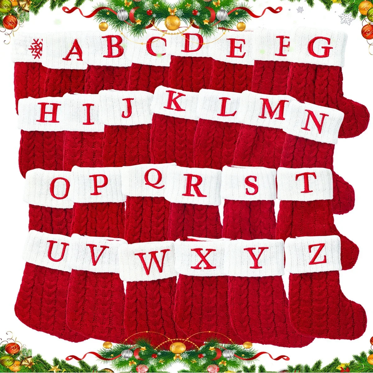 Festive Knitted Christmas Letter Stockings 2024 ATHLEXES