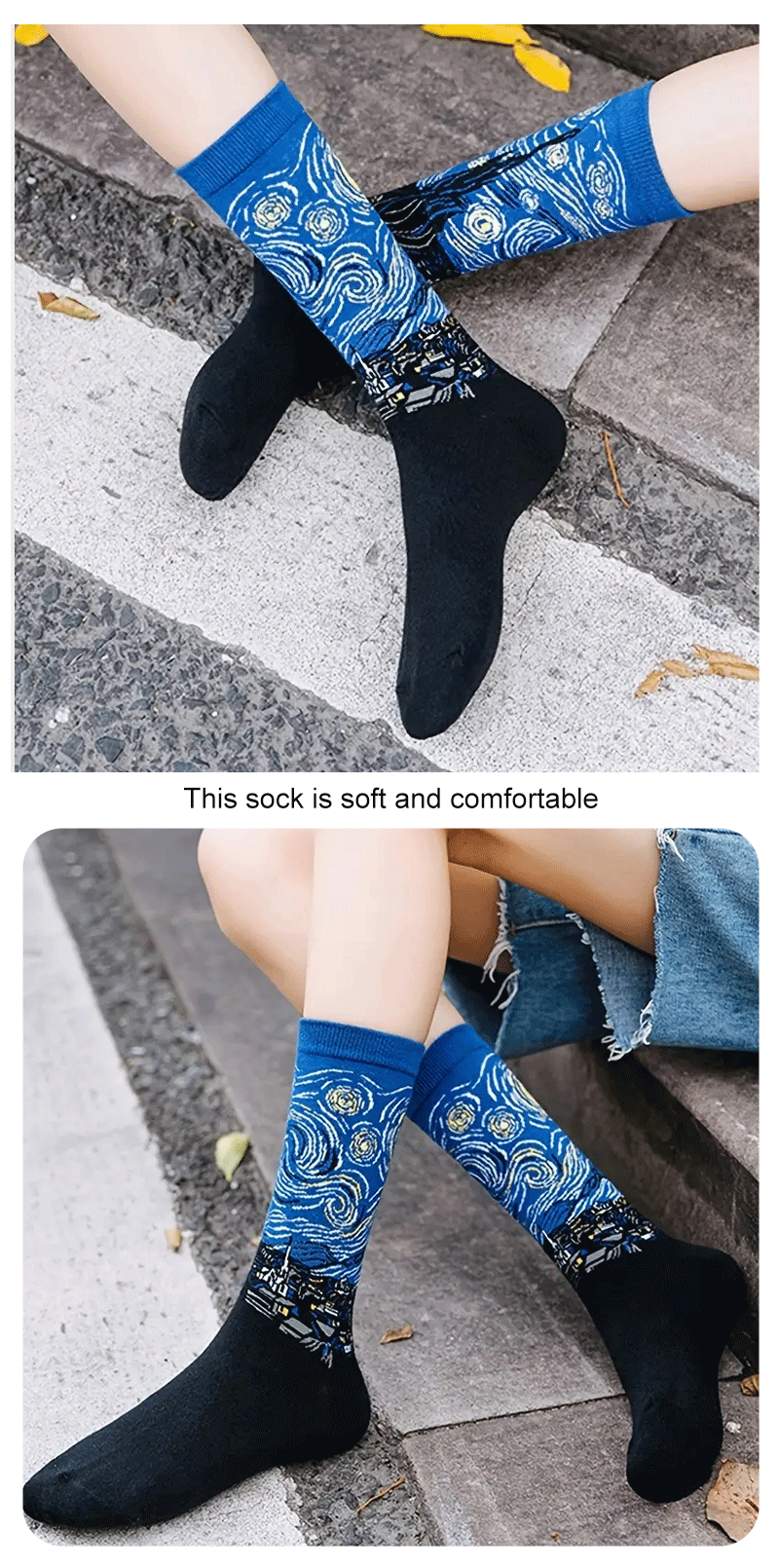 Van Gogh Inspired Retro Art Socks for Men ATHLEXES
