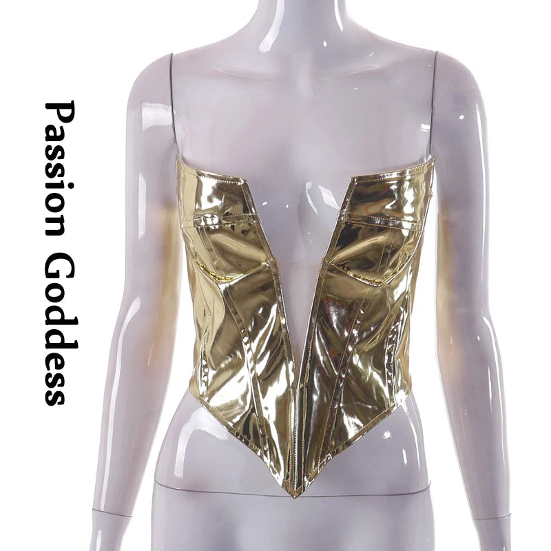 Goddess Glam Metallic Corset Top ATHLEXES