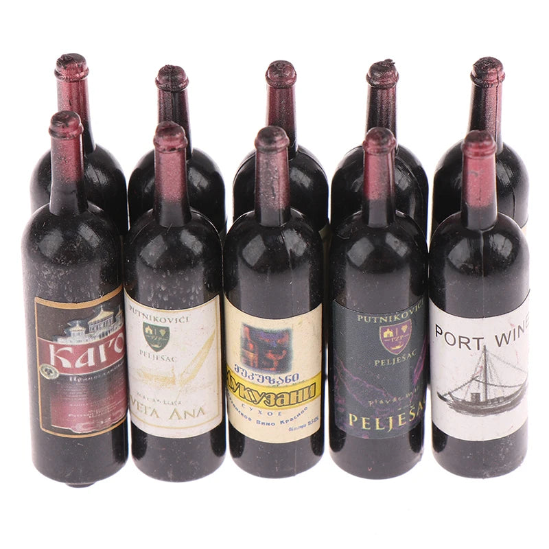 10-Piece Dollhouse Miniature Wine Bottle Set ATHLEXES