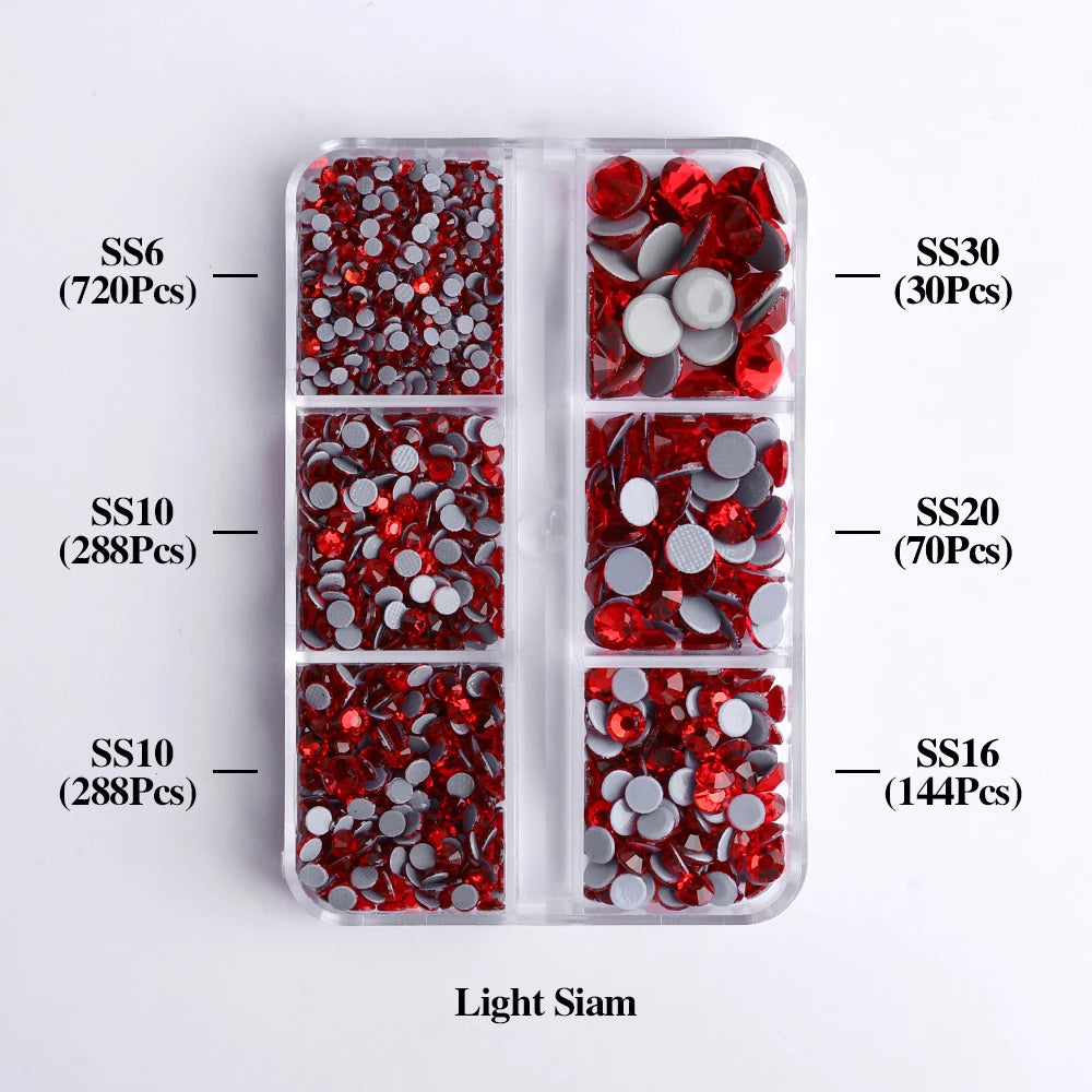 GlamCrystal 1540Pcs Hotfix Glass Rhinestones Set SS6-SS30 ATHLEXES