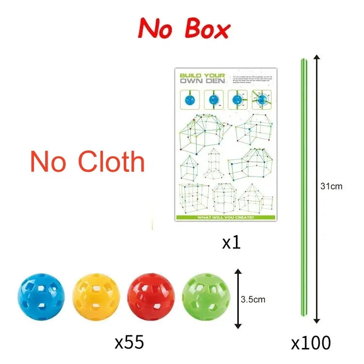 Creative Kids Fort Building Blocks Tent Brick Kit for DIY Fun ATHLEXES