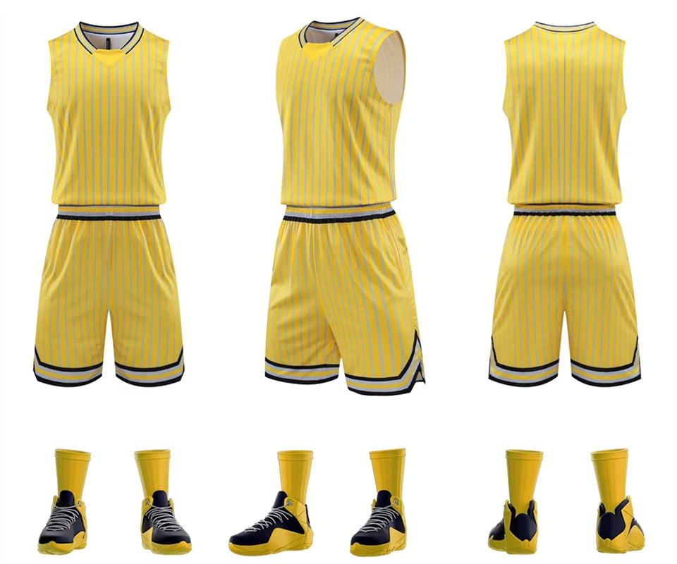 Custom Stripe Basketball Jersey Set for All Ages ATHLEXES