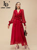 Elegant Red Chiffon Party Dress for Women ATHLEXES