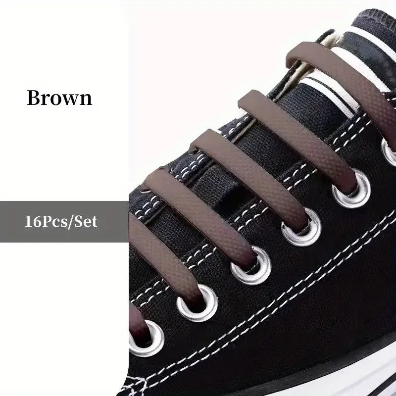 No-Tie FlexiShoelaces 16pcs for Sneakers & Sports ATHLEXES