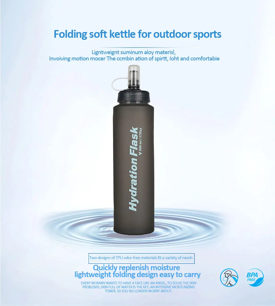 HydraFlex 500ML Folding Sports Water Bottle ATHLEXES
