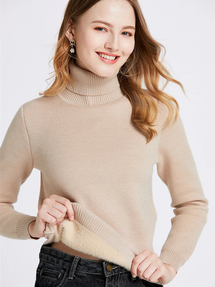 Korean Style Velvet Turtleneck Sweater for Women ATHLEXES