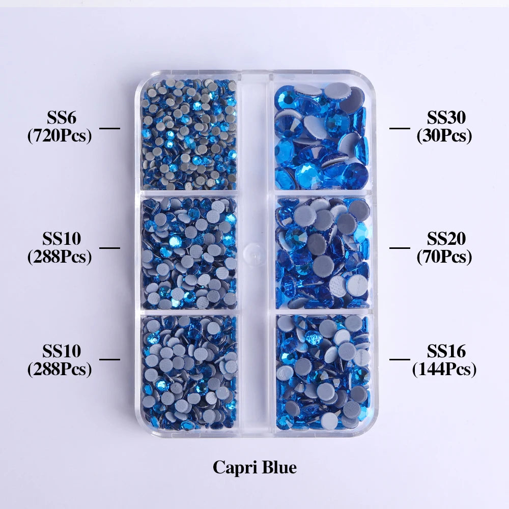 GlamCrystal 1540Pcs Hotfix Glass Rhinestones Set SS6-SS30 ATHLEXES