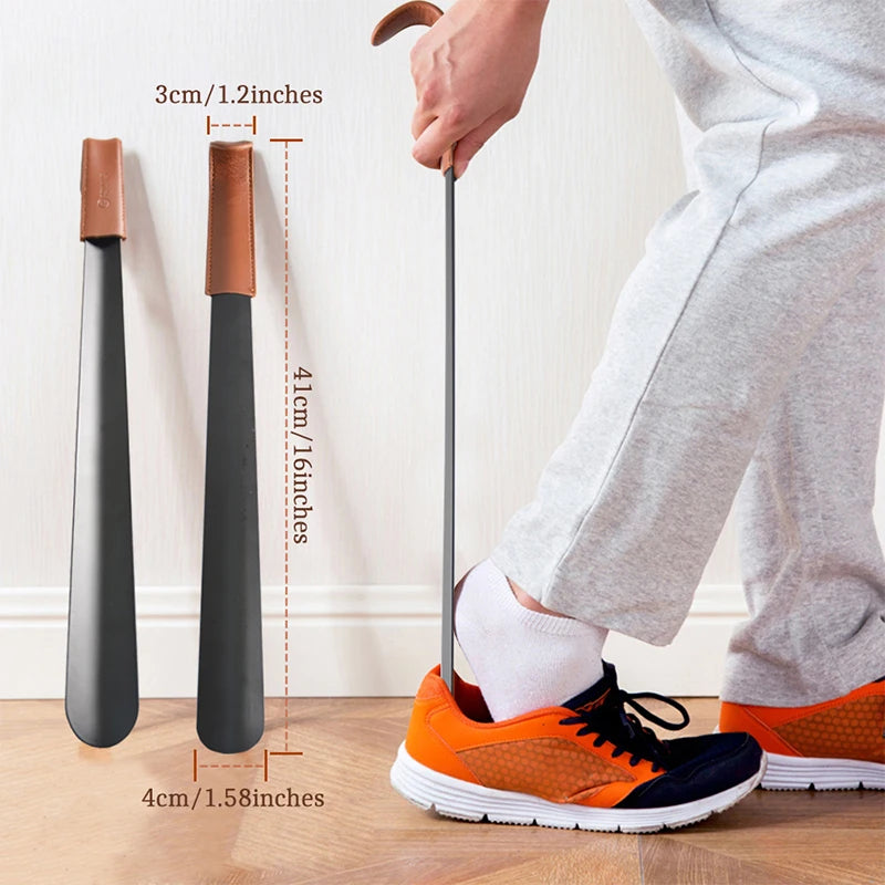 Elegant Stainless Steel Shoe Horn with Leather Cover ATHLEXES