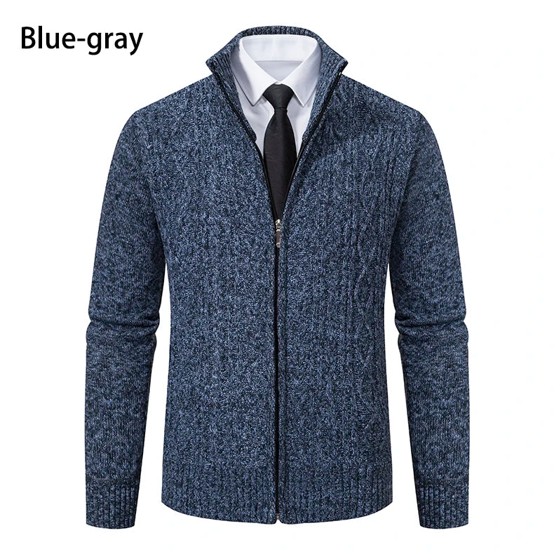 Velvet Warmth High Collar Cardigan for Men - Winter Knitwear ATHLEXES
