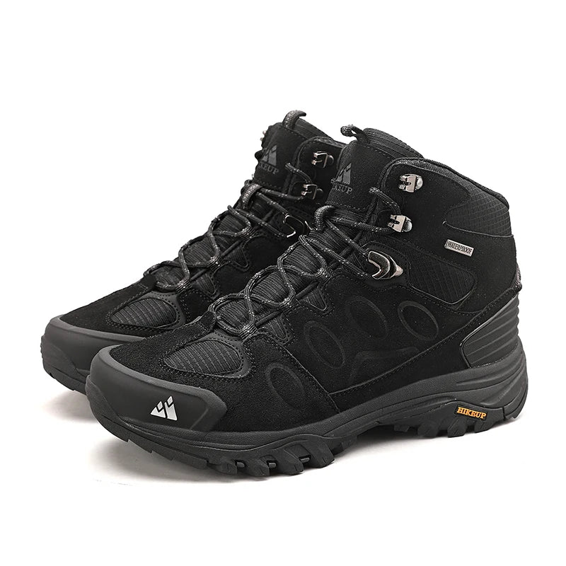 HIKEUP High-Top Men Hiking Boot Winter Outdoor Shoes Lace-Up Non-slip Sports Casual Trekking Boots Man Suede Warm Shoes ATHLEXES