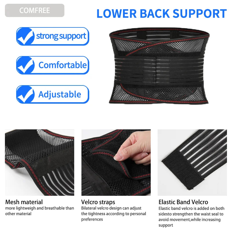 LumbarEase Adjustable Back Support Belt for Pain Relief ATHLEXES
