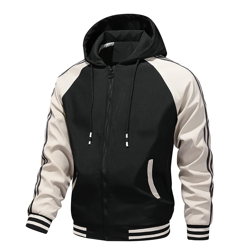 Spring Color Block Fleece Hoodie Jacket for Men ATHLEXES
