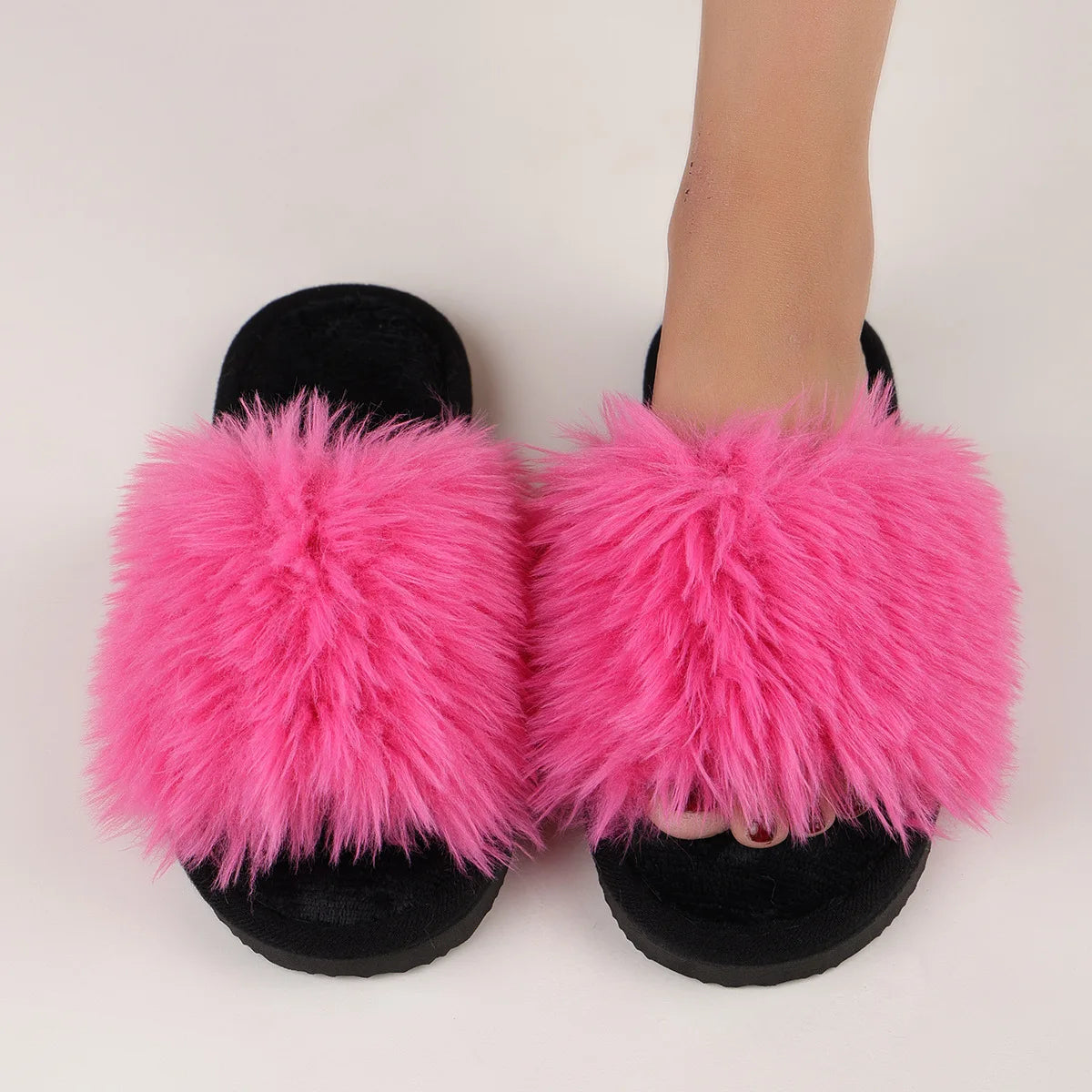 FurLuxe Women's Plush Open-Toe Slippers ATHLEXES