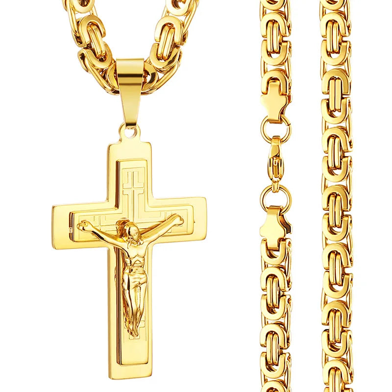 Divine Faith Stainless Steel Jesus Cross Necklace ATHLEXES