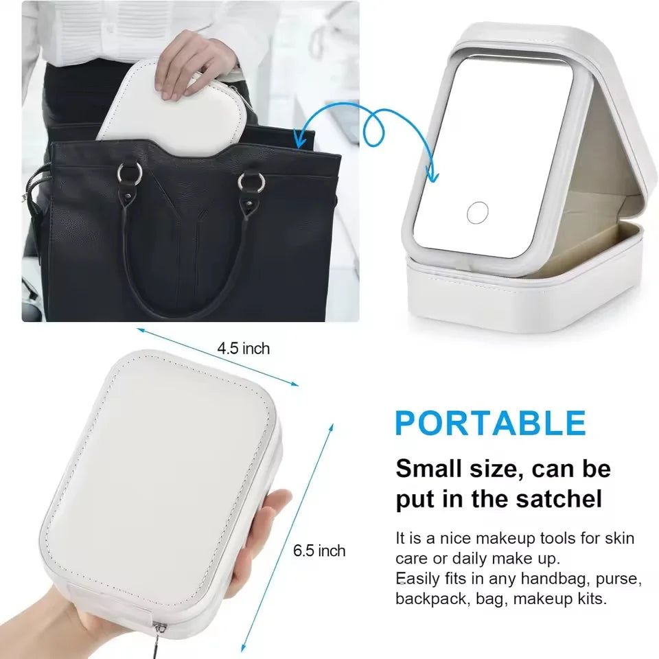 LuxeGlow Portable LED Makeup Mirror Case ATHLEXES