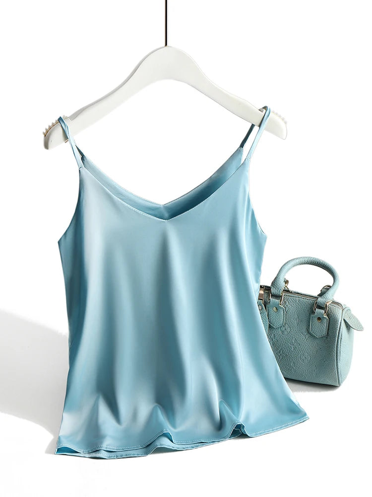 Silk Elegance V Neck Halter Cami Top for Women ATHLEXES