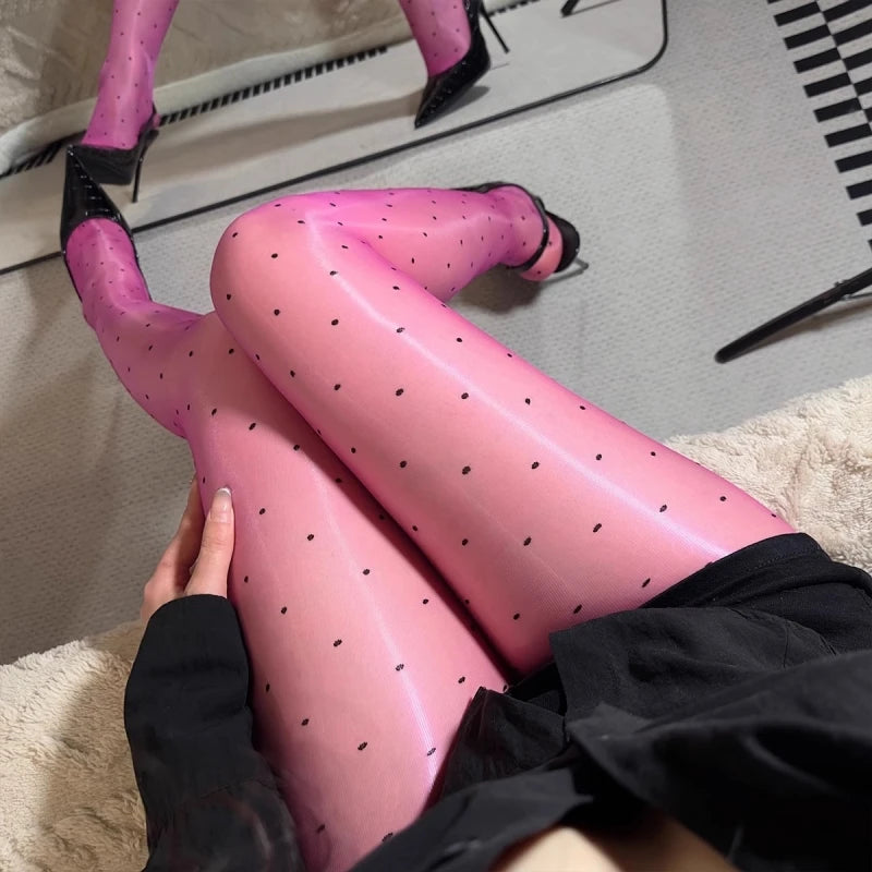 Polka Dot Shiny High Waist Pantyhose ATHLEXES