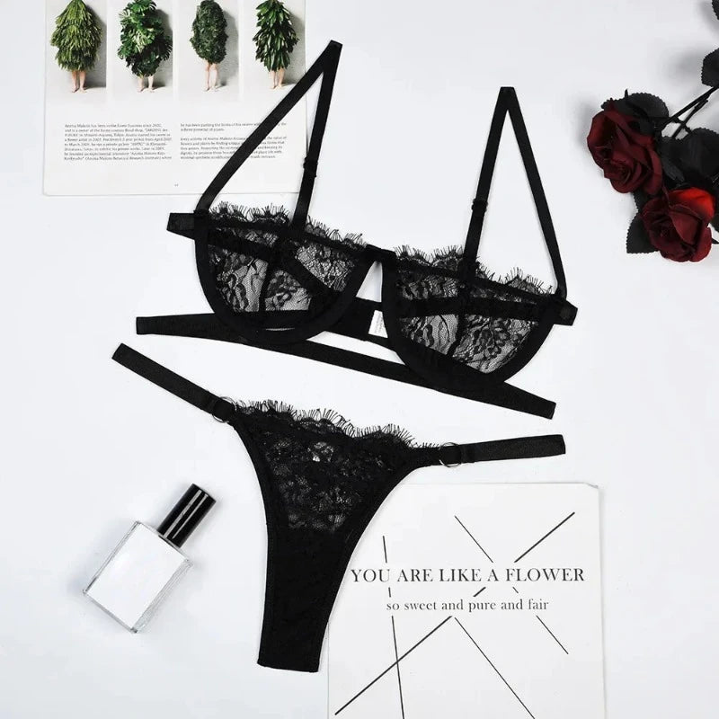 Sexy Lingerie Woman Lace Transparent Underwear Bra Set ATHLEXES