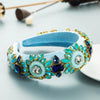 Elegant Blue Rhinestone Turban Headband for Women ATHLEXES