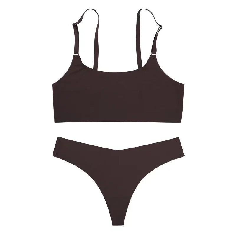 ComfortEase Wireless Spaghetti Strap Bra Set ATHLEXES