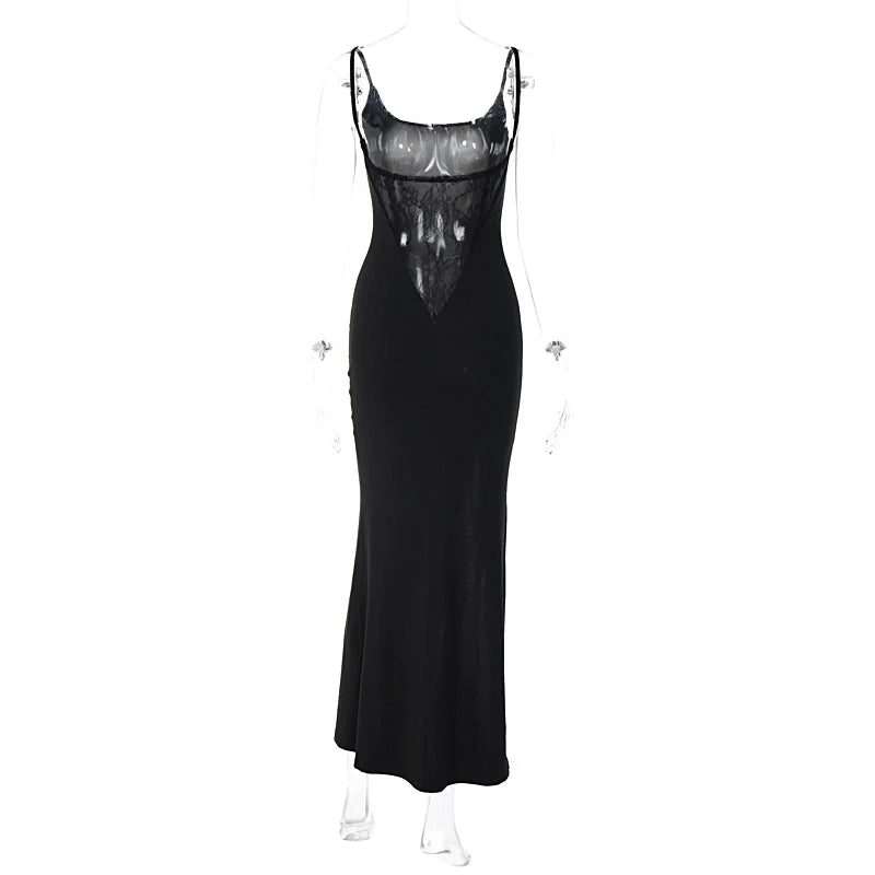 Elegant Lace-Back Cami Maxi Dress ATHLEXES