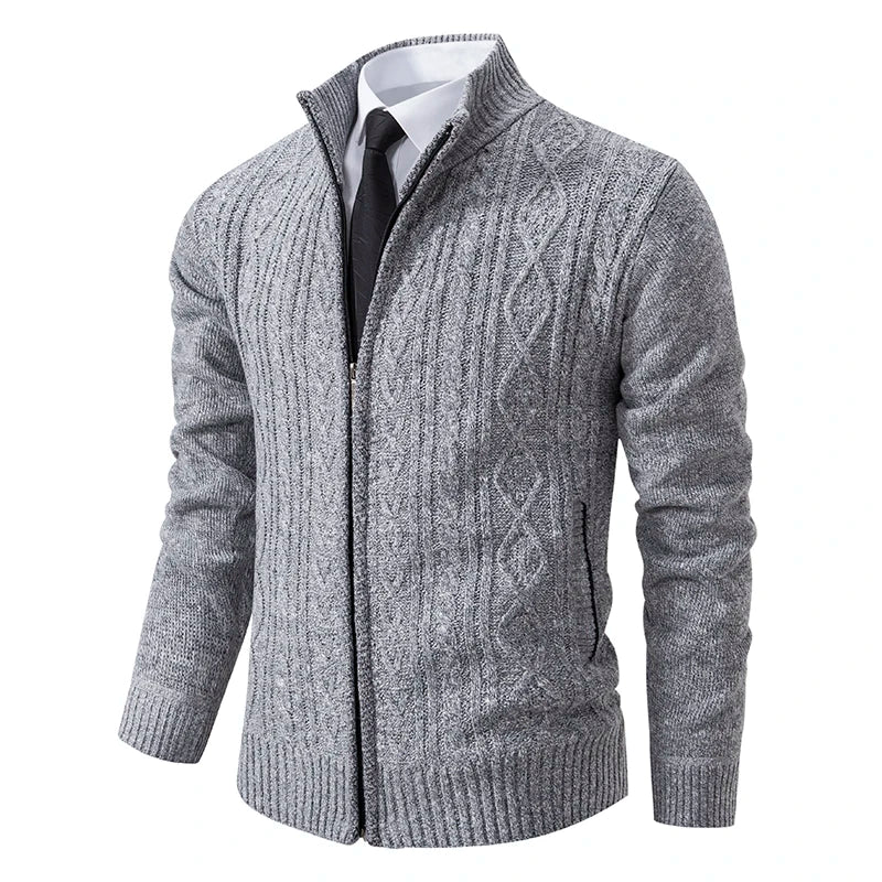 Velvet Warmth High Collar Cardigan for Men - Winter Knitwear ATHLEXES