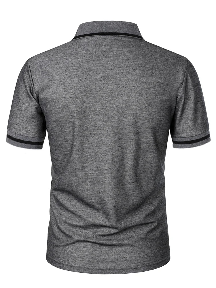 Luxe Lapel Solid Color Men's Short Sleeve Polo ATHLEXES