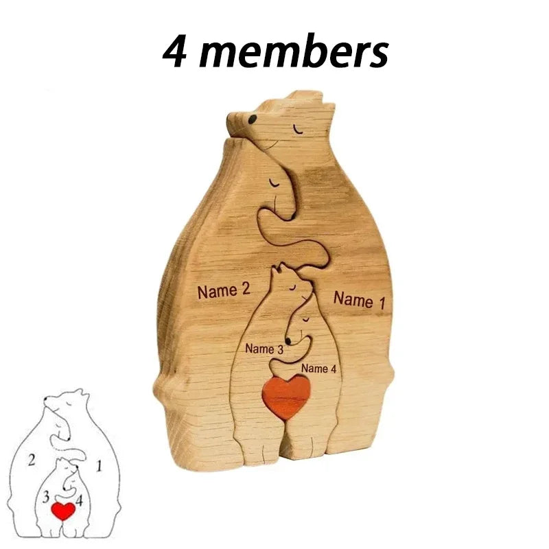 Personalized Wooden Bear Family Puzzle Decor Gift ATHLEXES