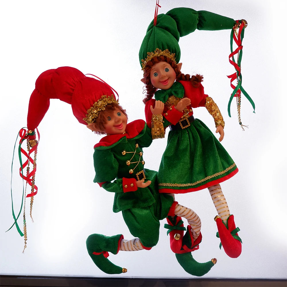 Elf Couple Plush Dolls: Festive Tree Ornaments ATHLEXES