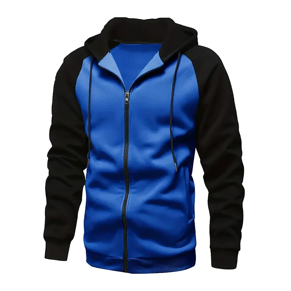 Stylish Zip-Up Color Block Hoodie for Men ATHLEXES