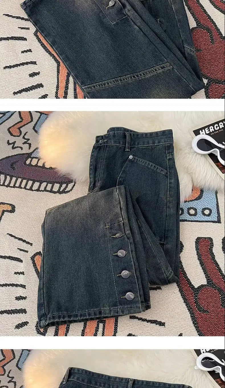Trendy Y2K Personalized Straight Leg Casual Jeans ATHLEXES