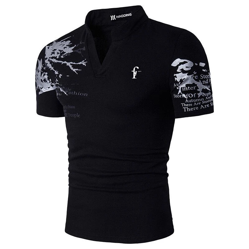 Stylish Slim Fit Print Collar Casual Tee for Men ATHLEXES