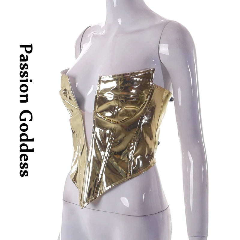 Goddess Glam Metallic Corset Top ATHLEXES