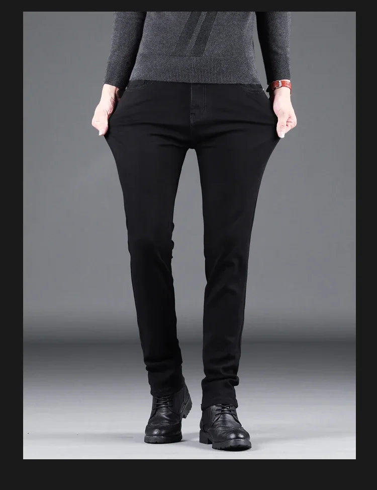 Korean Style Black Slim Fit Jeans for Men ATHLEXES