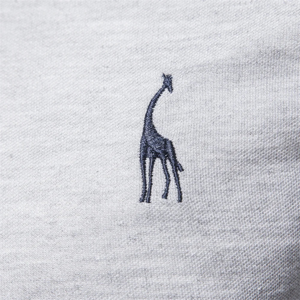 AIOPESON Deer Embroidery Long Sleeve Polo Shirt ATHLEXES
