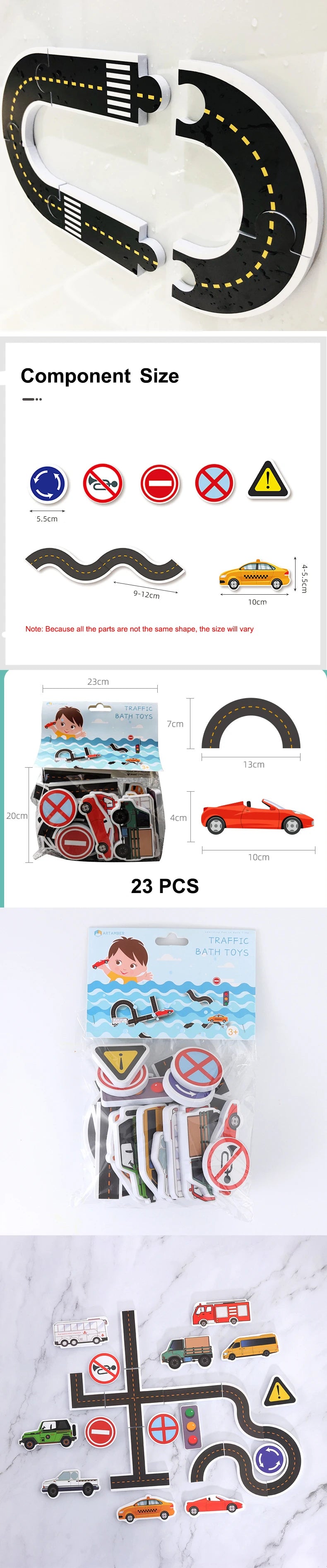 Sticky Wall City Traffic Bath Toy Set for Kids ATHLEXES