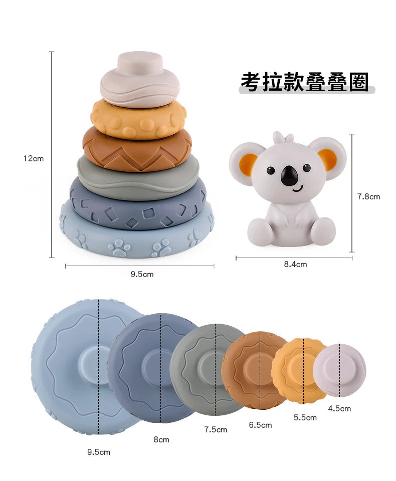 Montessori Baby Silicone Building Blocks Squeeze Stacker Toys ATHLEXES