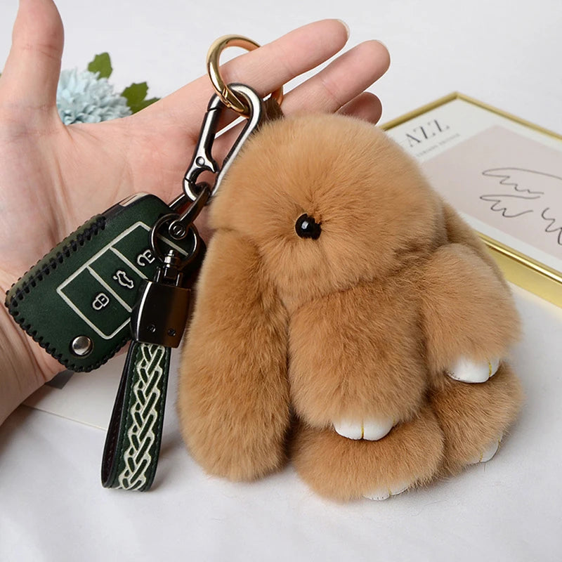 Chic 15cm Rabbit Fur Keychain for Bags & Gifts ATHLEXES