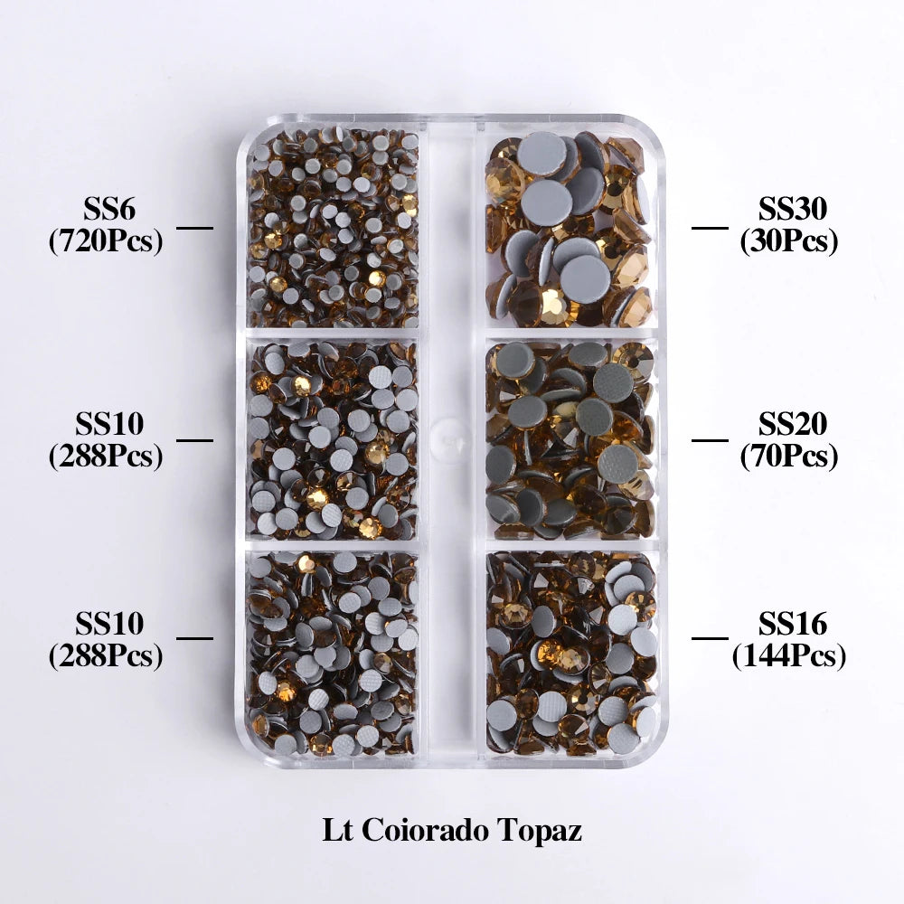 GlamCrystal 1540Pcs Hotfix Glass Rhinestones Set SS6-SS30 ATHLEXES