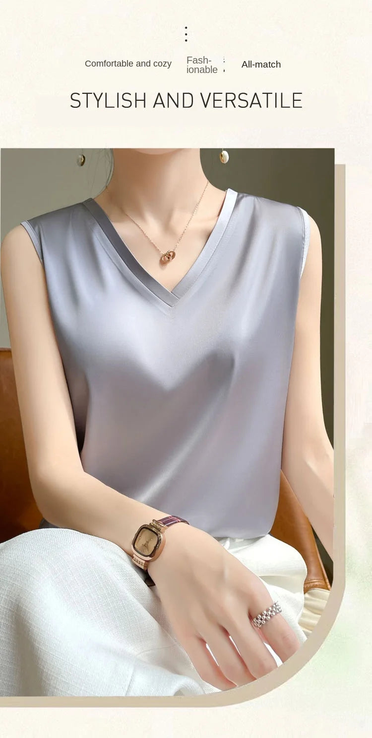 SilkBlend V-Neck Summer Blouse for Women ATHLEXES