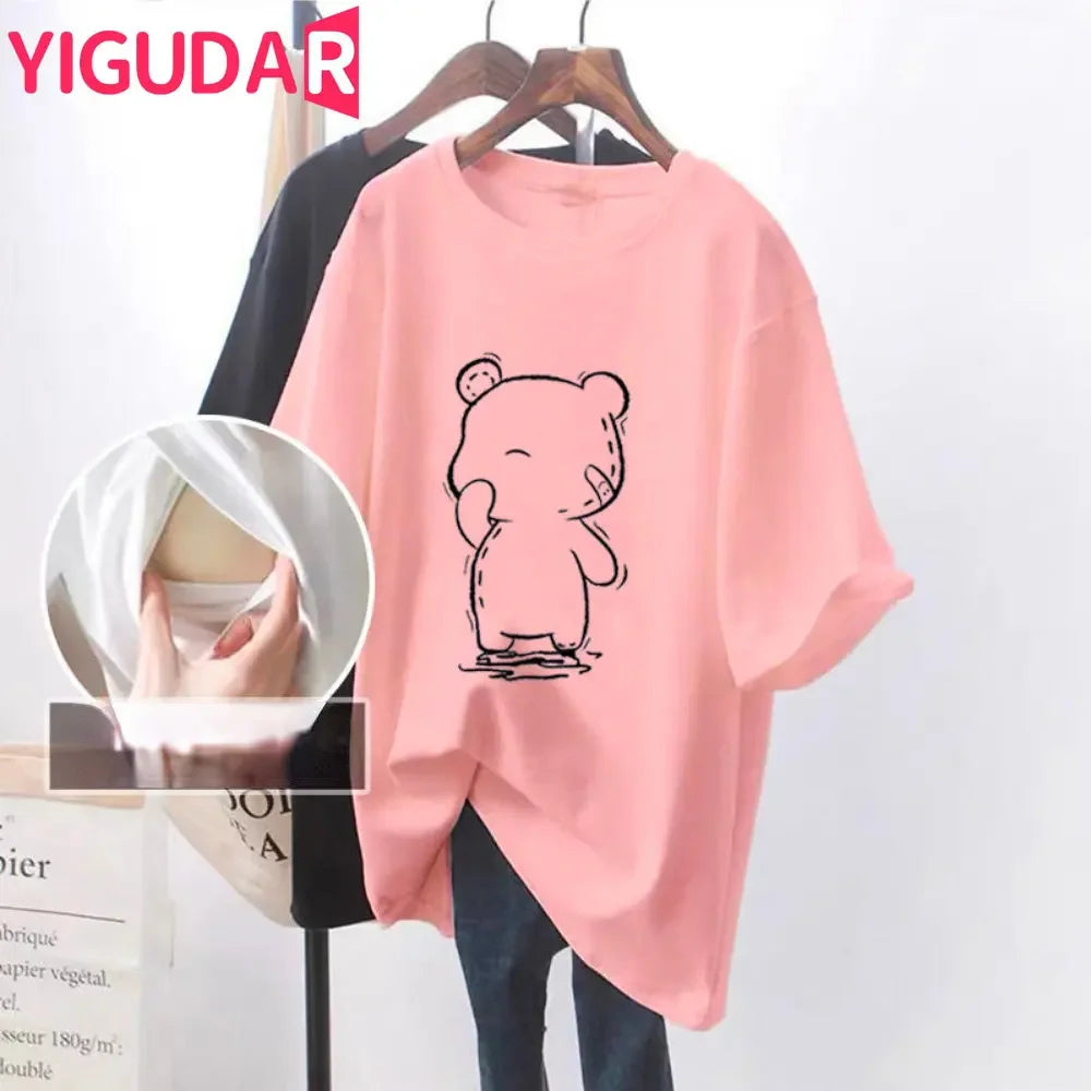 Elegant Mama Cotton Nursing Tee for Summer ATHLEXES