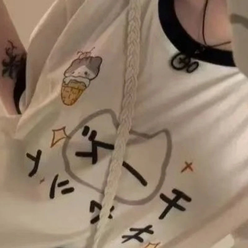 Kawaii Contrast Patchwork Graphic Tee ATHLEXES