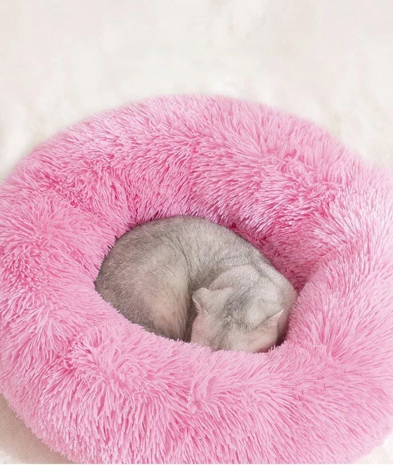 Cats Bed House Donut Round Sofa Supplies Winter Pet Accessories Warm Products Cushions Basket Kitten Mat For Cat Dog Beds ATHLEXES